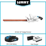 Brand New Hart 20V 18-INCH Hedge Trimmer Shrubber + 2.0AH Battery Charger. Fixed Price $119.75.