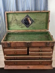 Vtg Mahogany Schartow Iron Sipco Products 8 Drawer Machinist Tool Box 20X9X12.5". Fixed Price $399.00.