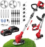 Fullyea Electric Weed Wacker Cordless Grass Trimmer With 2 Batteries & 3 Blades. Fixed Price $68.99.