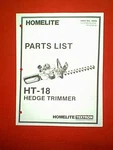 Homelite Hedge Trimmer Model HT-18 Parts Manual. Fixed Price $5.00.