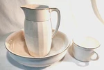 Villeroy & Boch Vintage Ceramic Wash Basin Water Jug, Unmarked Chamber Pot. Fixed Price $199.00.