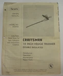 Vintage Sears Craftsman 315.81521 18 Inch Hedge Trimmer Owners Manual Free Shipp. Fixed Price $13.99.