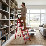 Heavy Duty Folding Step Ladder W/ Handrail 3FT & 5FT Anti-slip Black/pink. Fixed Price $25.99.