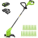 Cordless String Trimmer 10 2.0AH Battery Greenworks Charger Replacement Blades. Fixed Price $154.99.