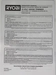 Ryobi 18 Volt Hedge Trimmer Operator's Manual P2606VNM. Fixed Price $7.99.