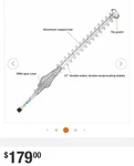 21 In. Mid-reach Hedge Trimmer Attachment For Echo Gas Battery Pro. Fixed Price $169.69.