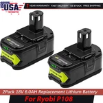 2PACK 6.0AH Battery For Ryobi P108 18VOLT One Plus High Capacity Lithium-ion. Fixed Price $63.98.