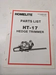 Homelite Illustrated Parts Catalog List Book Manual Hedge Trimmer HT-17 18343. Fixed Price $14.17.